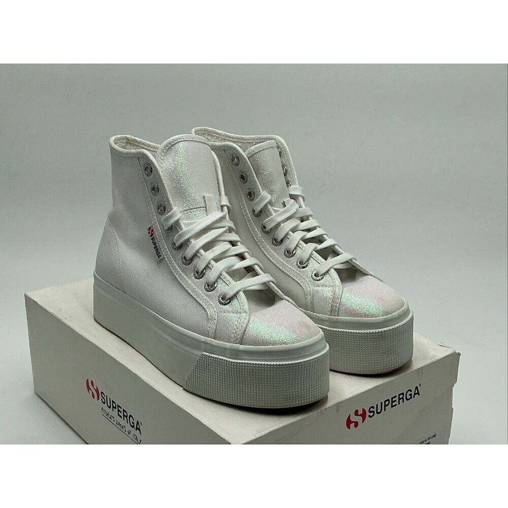 Superga 2708 Hi Top Lame S4128DW-A0M Unisex M6.5-W8 White Platform Shoe Ebay1090